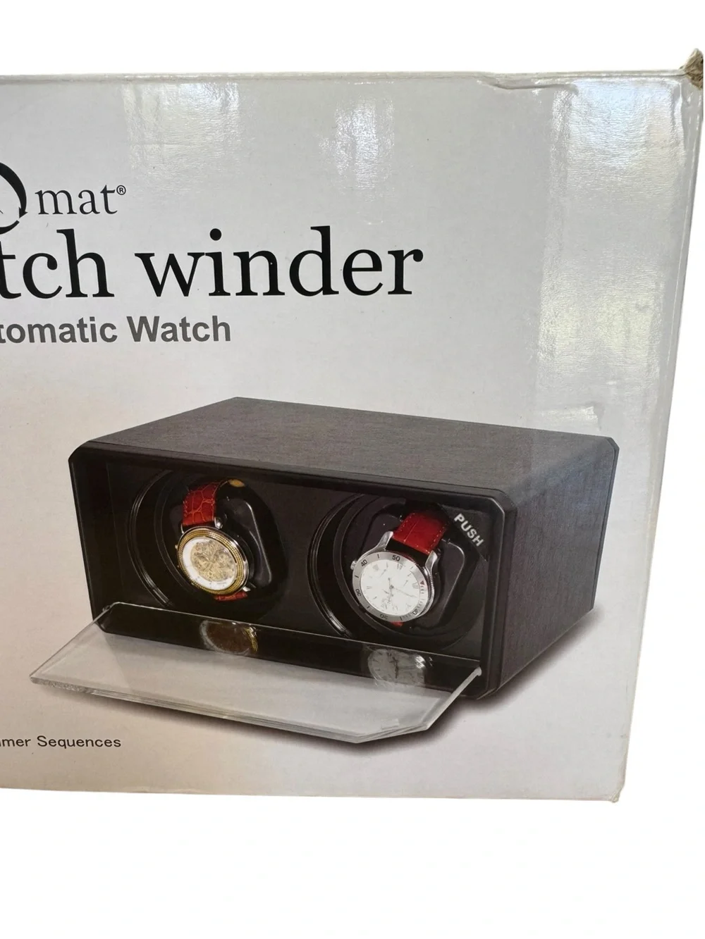 Diplomat 2 Watch Winder Black Automatic Watch Display Case LED Wood Grain